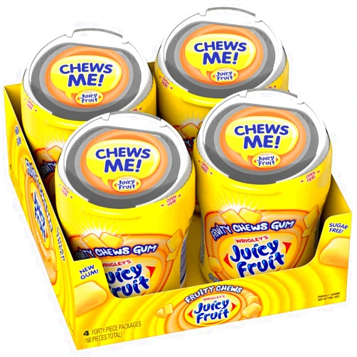 JUICY FRUIT Gum - Original Bubble Gum Bulk Pack, 40-Piece Bottle (4 Pack)