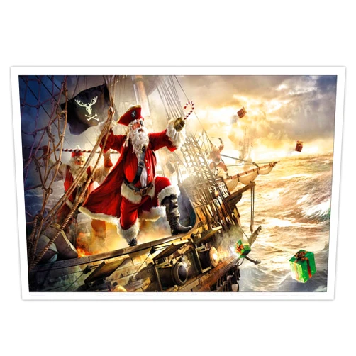 OKIka Christmas Pictures Pirate Art Pirates Santa Claus Poster Decorative Painting Canvas Wall Art Living Room Posters Bedroom Painting Christmas Gifts 12X16inch Unframed