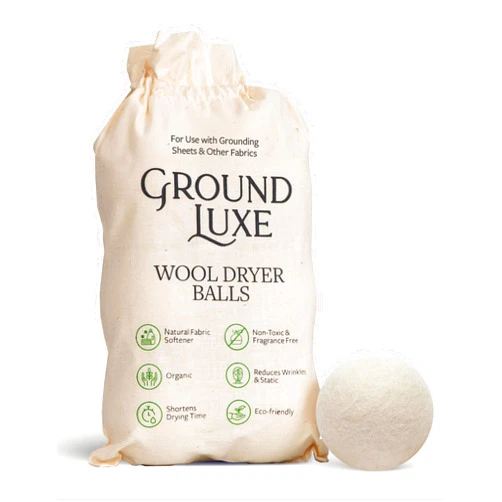 GroundLuxe Premium New Zealand Wool Dryer Balls - 100% Organic, Hand-Felted, Reusable, Reduce Drying Time - Set of 6 for Natural Fabric Softening, Wrinkle & Static Reduction