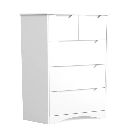 Gizoon 5 Drawers Chest, White Dresser for Dedroom with Embedded Handle, Sturdy Anti-Tripping Device, Chest of Drawers with Large Storage Capacity for Hallway, Office, Living Room