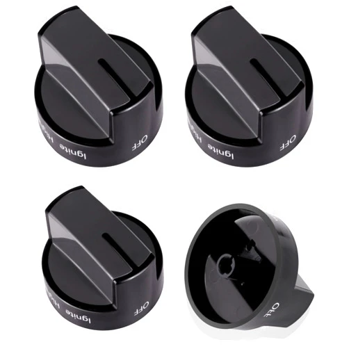 Surqia W10339442 Gas Stove Knobs(4 Pack), Cooktop Surface Burner Control Knobs Black Replacement,Fit for Whirl-Pool Gas Range/Stove/Oven, Replaces WPW10339442,PS11753188,2311008,AP6019877