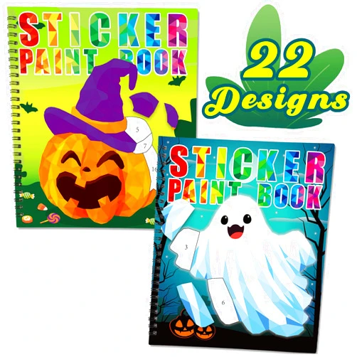 90shine 2PCS Halloween Crafts for Kids Ages 4-8 Sticker Books Gift Party Favors Create 22 Pictures