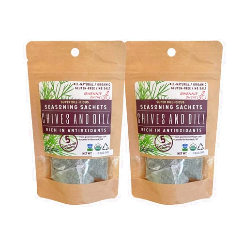 Gwennie on the GO Bundle - Chives and Dill Seasoning Sachets & Ginger and Turmeric Herbal Tea