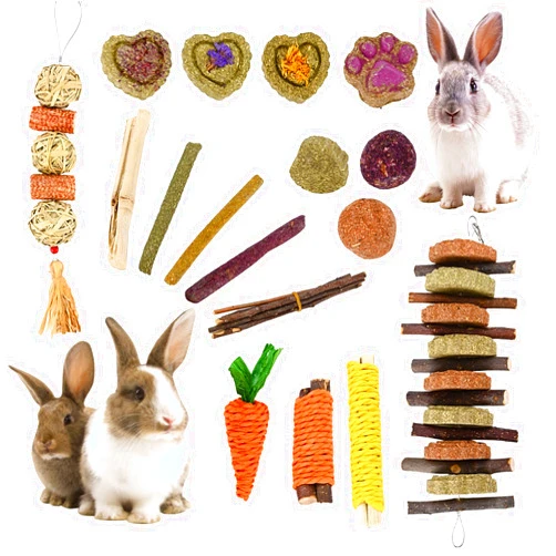 AZELMADE 24PCS Rabbit Toys, Cute Bunny Toys for Rabbits, Rich and Interesting Guinea Pig Toys, Hamster Toys and Chinchilla Toys