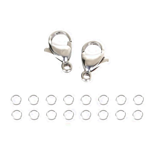 YCSSSD 30PCS 10mm Silver Plated Stainless Steel Lobster Claw Clasps with 60 PCS 4mm Jump Rings Closures Set for Chain Necklace Bracelet DIY Jewelry Keychain Crafts Fastener Hook Making