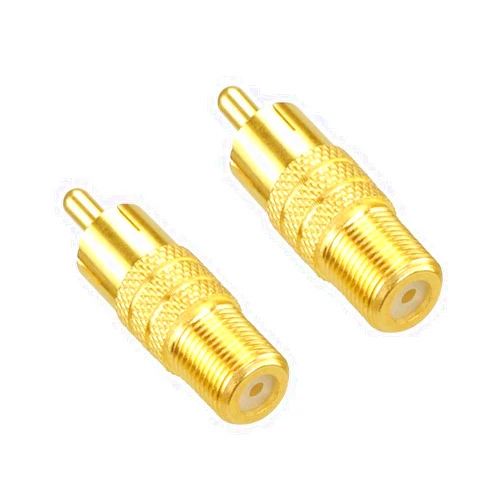 VCE F-Type Female to RCA Male Coaxial Cable Audio Adapter Gold Plated Connector, 2-Pack