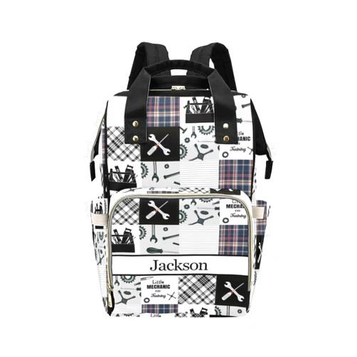 Noverbibi Personalized Diaper Bag Customized Waterproof Nursing Bags Custom Mommy Daypack with Name for Travel Outside Daily Use (Mechanic)