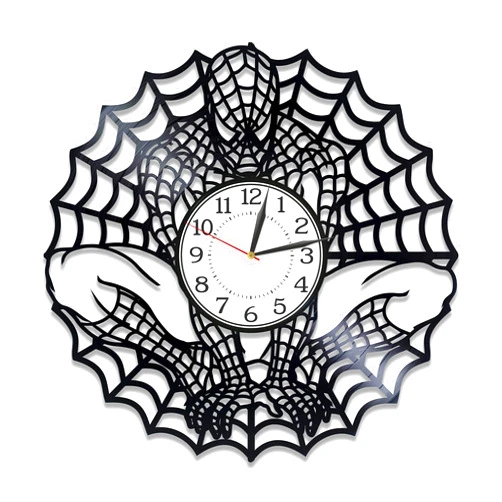Kovides Comics Vinyl Clock 12 Inch Spider Hero Wall Clock Idea for Boy Movie Original Home Decor