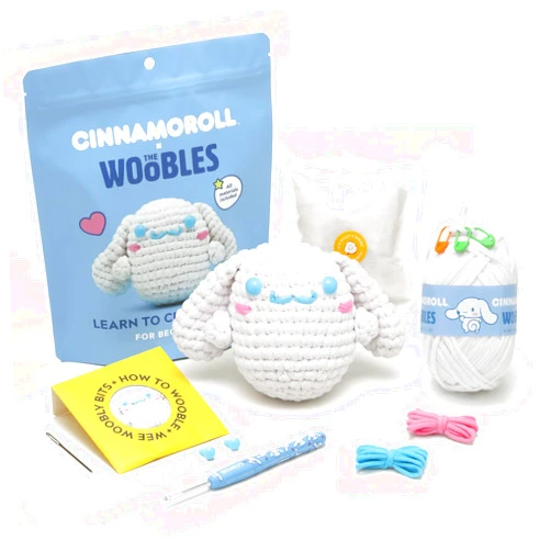 The Woobles Hello Kitty Crochet Kit - Beginners Wooble Crochet Animal Kit Crafts with Easy Peasy Yarn as seen on Shark Tank - with Step-by-Step Video Tutorials (Cinnamoroll)