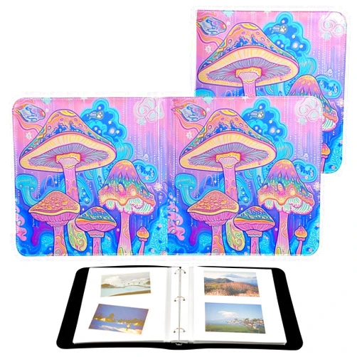 YETTASBIN Photo Albums, Mushroom PU Leather Bookshelf Photo Albums, Large Waterproof DIY 3 Ring Scrapbooking Album with 40 Detachable Blank Pages for Family Wedding Baby Life Memory
