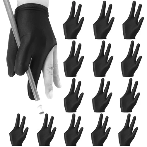 Neer Breathable Billiards Pool 3 Fingers Cue Gloves Nylon Table Pool Left Right Hand Universal Shooter Cue Sports Gloves for Women Men Indoor Game Kit Accessories, Black