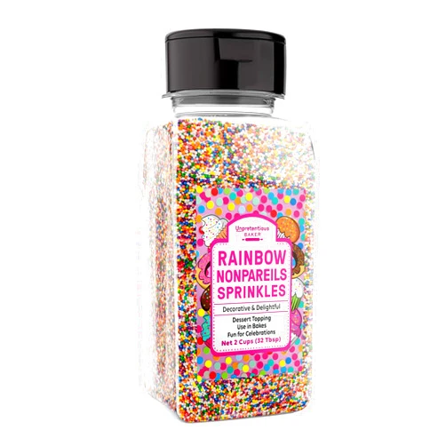 Unpretentious Rainbow Nonpareils Sprinkles, Perfect for Festivities, Multi-Use Shaker Bottle, Dessert Decorating