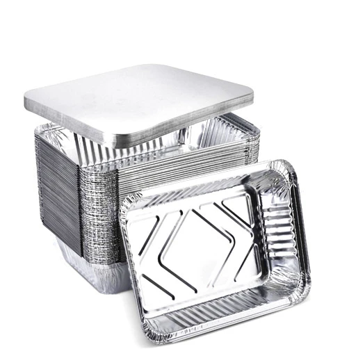 XIAFEI 2LB Takeout Foil Pans with Lids(50 Pack), Recyclable Food Storage,Disposable Aluminum Foil for Catering Party Meal Prep Freezer Drip Pans BBQ Potluck Holidays- 8.26