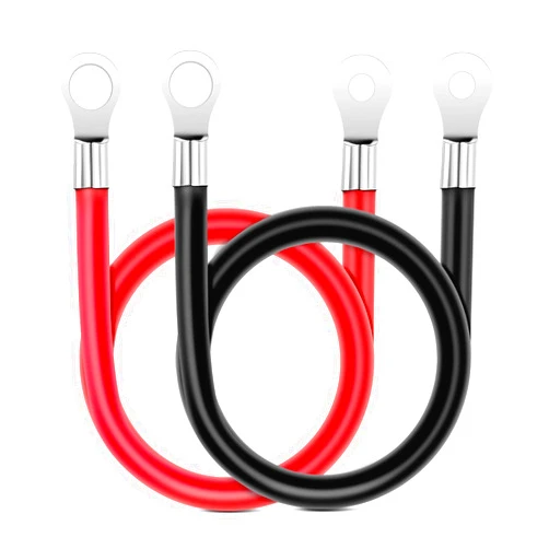 Nilight 6 AWG 20 Inch Each Battery Power Inverter Cables w/Tinned Wire Terminals Red Black 3/8 Inch Lugs Copper Parallel Battery Oxygen-Free Wires for Solar Motorcycle Automotive Cars, 2 Year Warranty