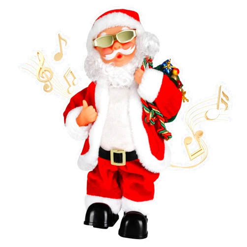 SdeNow Animated Santa Claus Musical Singing Dancing Stuffed Christmas Santa Toys Plush Electric Dolls for Kids