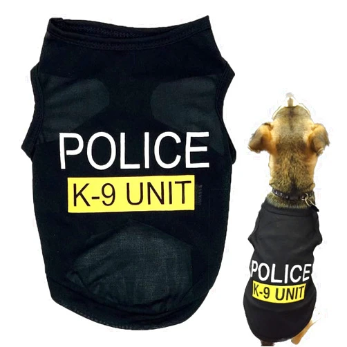 LKEX Dog Costumes K9 Cat Apparel Shirts for Cosplay，Breathable Pet T-Shirts，Summer Clothes Vest for Dogs Puppy Boy Girl (M, Black)