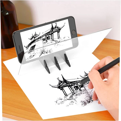 Pissente Optical Drawing Board, Portable Optical Tracing Board Image Drawing Board Tracing Drawing Projector Optical Painting Board Sketching Tool for Kids Beginner Artists, 7.87 x 5.51 x 0.79in