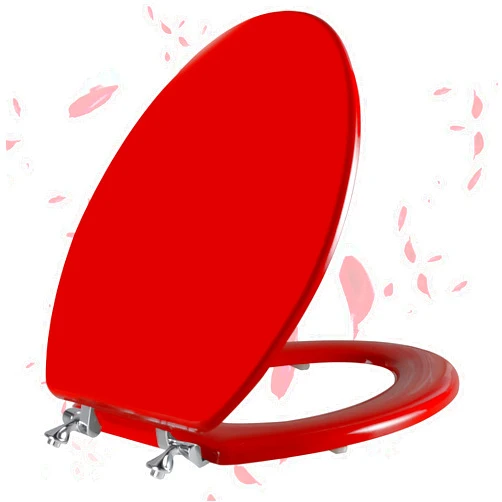 Angol Shiold Red Elongated Toilet Seat Natural Wood Toilet Seat with Zinc Alloy Hinges, Easy to Install also Easy to Clean, Scratch Resistant Toilet Seat by Angol Shiold (Elongated, Red)