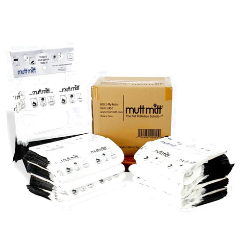 Mutt Mitt® 2-Ply Dog Waste Bags with Thick 2 Mil Mitten - New Listing, Same 800 Dog Waste Bags on 8 Dog Waste Bag Station Header - No more 