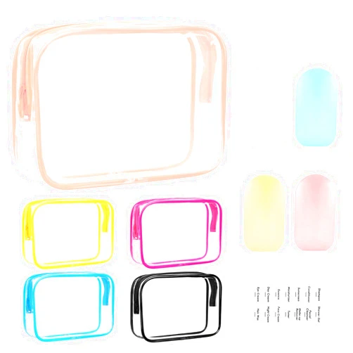YSURE TSA Approved Travel Toiletry Bag Travel Bottles Set, Multi- Colors Makeup Bags Quart Size Travel Bottles Leak Proof Travel Makeup Cosmetic Bag Containers for Airplane Trip Compliant Bag