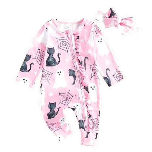 YINGISFITM My First Halloween Baby Boy/Girl Outfit Newborn Pumpkin Jumpsuit Zipper Up Bodysuit Cute Halloween Clothes