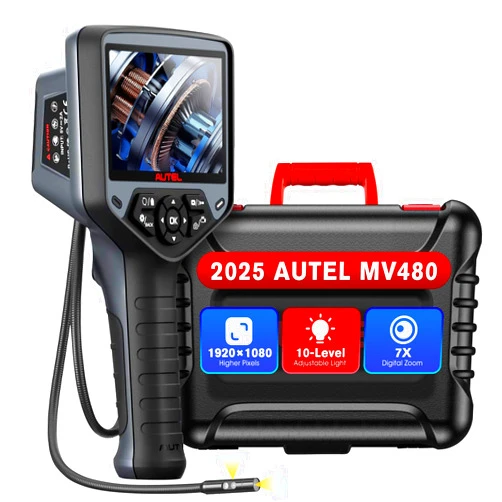 Autel MaxiVideo MV480 Inspection Camera, 1080P HD Industrial Endoscope with Light, Dual Cameras, 10-Level Adjustable LED, 7X Zoom, Snake Borescope with Audio Annotation, 360°Rotation, Up of MV460