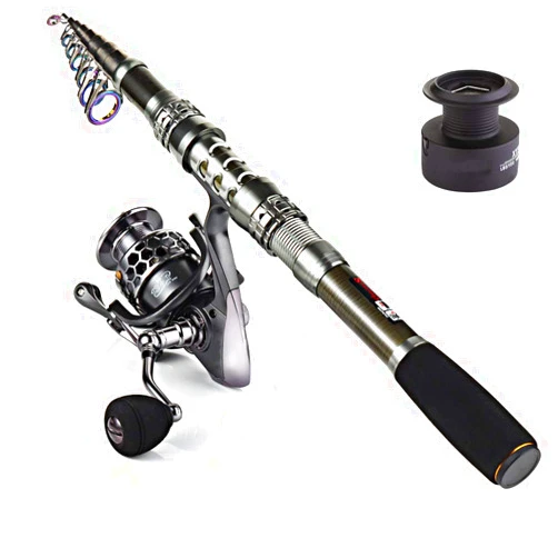 Sougayilang Telescopic Fishing Rod Reel Combos with Carbon Fiber Fishing Pole Spinning Reels and Fishing Accessories