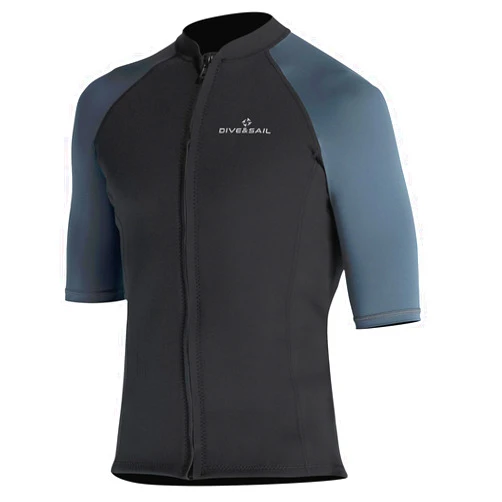 DIVE & SAIL Wetsuit Top Men Short Sleeve Front Zip Wetsuit Jacket 1.5mm Neoprene Swimsuit for Swimming Diving Surfing
