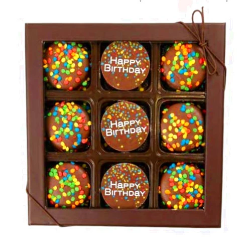 Chocolate Works Happy Birthday Chocolate Covered OREO Cookies, 9-Piece Gift Box