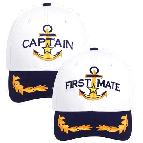 ZUYYON 2 Pcs Captain Hat and First Mate Hat Set Matching Skipper Boating Baseball Caps Nautical Marine Sailor Embroidered Hat