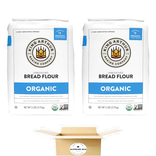 TUKIMA SUPREME BOX King Arthur Baking Organic Unbleached Bread Flour 5 lbs - Pack of 2 (10 lb in total)