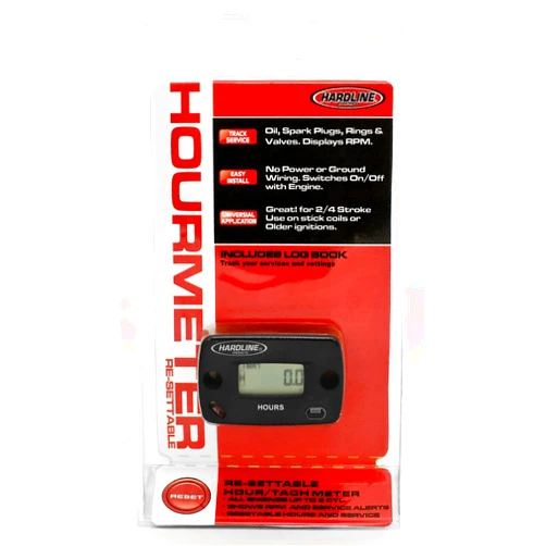 Hardline Products HR-8067 Re-Settable Hour Meter for Motorcycles, Black