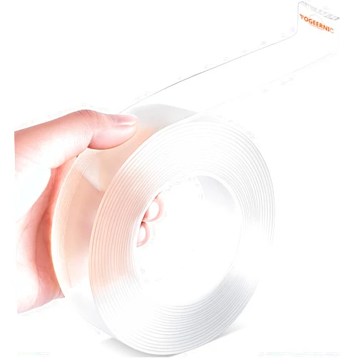 YOGEERNIC Double Sided Tape(10FT), Heavy Duty Clear Nano Adhesive Mounting Tape for Wall Decor, Waterproof Reusable Sticky Tape for Hanging Picture, Poster, Carpet, Photo, Deco etc.