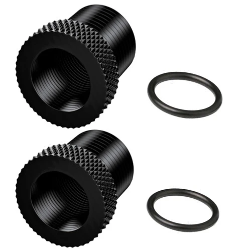NIRIAHO 2 Pack Thread Adapters and Washers，1/2x28 to 3/4x16 Steel Thread Protector with Rubber Washer (Black) (1/2x28-3/4x16)