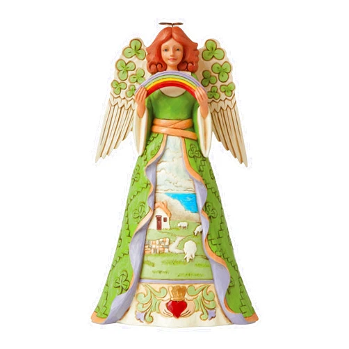 Enesco Jim Shore Heartwood Creek Irish Angel with Shamrock Wing Figurine, 9.75 Inch