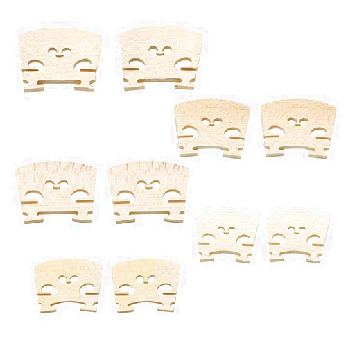 Hordion 10 Pcs 5 Sizes Maple Violin Bridge, 1/8, 1/4, 1/2, 3/4, 4/4 Violin Bridge Tool