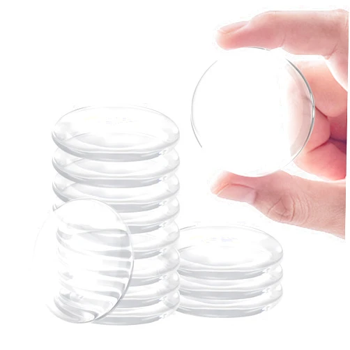 TaShow 12 Pcs Door Stoppers Wall Protector, Reusable Door Knob Wall Protector, Door Stops for Wall with Self Strong Adhesive, Shock Absorbent Door Bumpers for Walls (Round 1.57inch, Clear)
