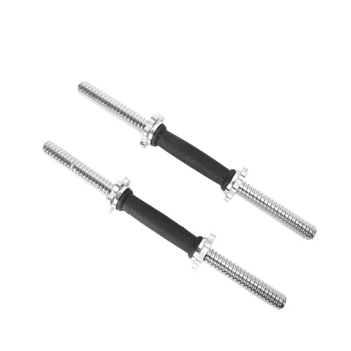 Buripes Threaded Dumbbell Rubber/Chrome Handles 1 Inch Pair, Adjustable Dumbbell Bar Handles, Fits Standard Weight Plates with 1” Diameter, for Gym Workouts, Exercise, Weightlifting, Sold in Pair