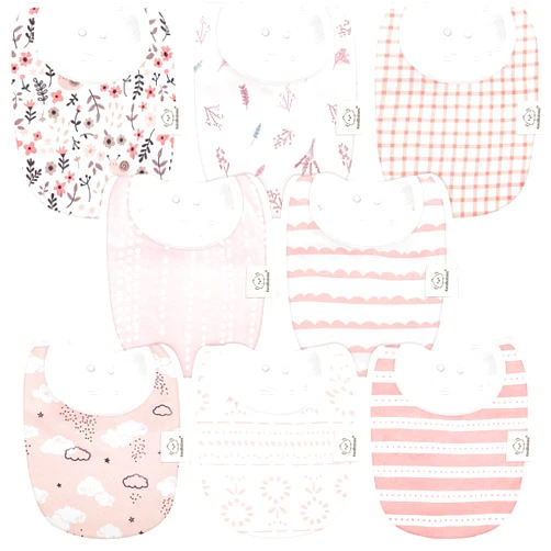 KeaBabies 8-Pack Organic Baby Bibs for Boys, Girls - Soft Cotton Drooling and Teething Baby Bibs, Baby Girl Bibs, Baby Boy Bibs, Baby Drool Bibs for Baby Girl, Boy, Newborn Infant Bibs (Sweet Charm)