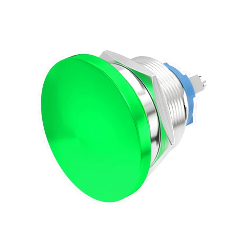 STARELO 22mm Momentary Push Button Switch Mushroom Head,Stainless Steel Metal IP65 Waterproof 2Pin SPST 1NO 5A 250V AC 12V 24V 36V DC 7/8'' Mouting Domed Screw Terminal （Green.
