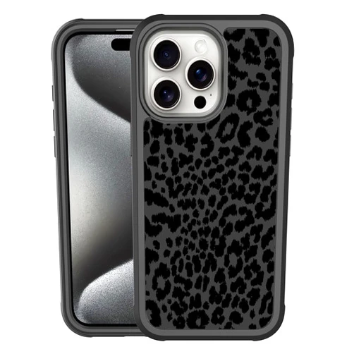 RYBOOL Case for iPhone 15 Pro Max Fashion Design,Full Body Protective Shockproof TPU Bumper and PC Back Protective Armor Phone Cover for iPhone 15 Pro Max 6.7 Inch 2023(Black Leopard)