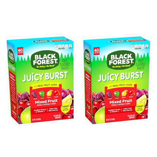 Black Forest Juicy Burst Fruit Snacks, Mixed Fruit Flavors, 0.8 Ounce Pouches (40 Count) (Pack of 2)