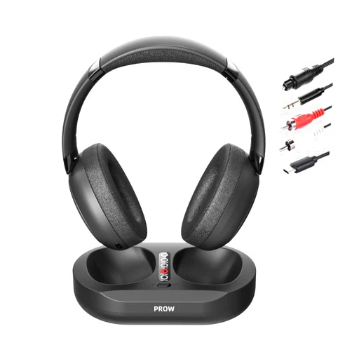 PROW Wireless TV Headphones, 2.4G And Bluetooth 5.3 Dual Mode Elderly TV Wireless Headset, No Lip-sync Delay Over-ear Loud Headphones, Elderly Friendly With Transmitter Dock, Support Optical/USB/RCA/BT