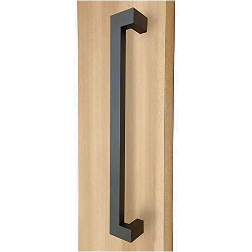 Strongar 45º Offset/Modern & Contemporary/Commercial/Residential/Rectangular/Square / 610mm / 24 inches Push-Pull Stainless-Steel Door Handle - Black Powdered Finish