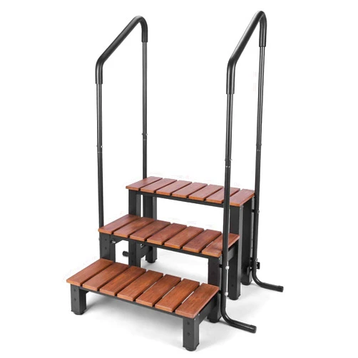 BI-DTOOL Hot tub Steps with handrails Three Steps hot tub Steps with Railing 550 LBS Load Capacity Above Ground Stairs RV Steps Pool Steps with Handrails Outdoor Spa Bathtub Step Ladder with Handrails