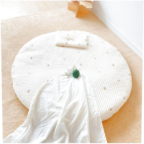 Jackcsale Baby Play Mat Infant Toddler Boy Girl Round Playmats Detachable Washable Crawl Mat Baby Room Area Rug Floor Mat Carpet for Activity Floor Mat Room Decorative (Olives)