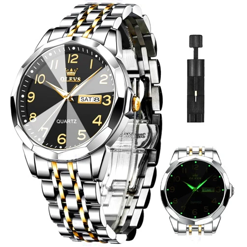 OLEVS Mens Minimalist Watch Business Casual Dress Stainless Steel Wrist Watch Analog Quartz Day-Date Waterproof