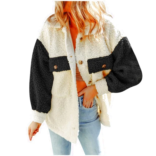 SNKSDGM Womens Winter Jacket Fuzzy Fleece 2023 Fashion Winter Sherpa Lined Fur Long Hooded Pea Coat Ski Snow Coat