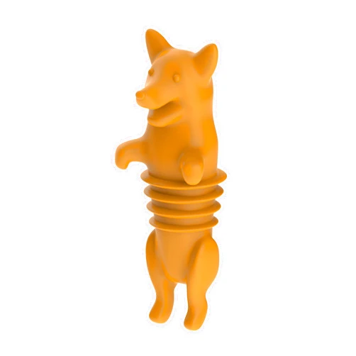 True Zoo TrueZoo Corki Bottle Stopper, Corgi Animal Cork, Novelty Wine Stopper, Silicone, Set of 1, Orange