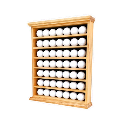 ARRAWIS Deluxe Natural Wood Golf Ball Display Cabinet - Showcases Up to 49 Golf Balls - Ideal for Collectors & Enthusiasts